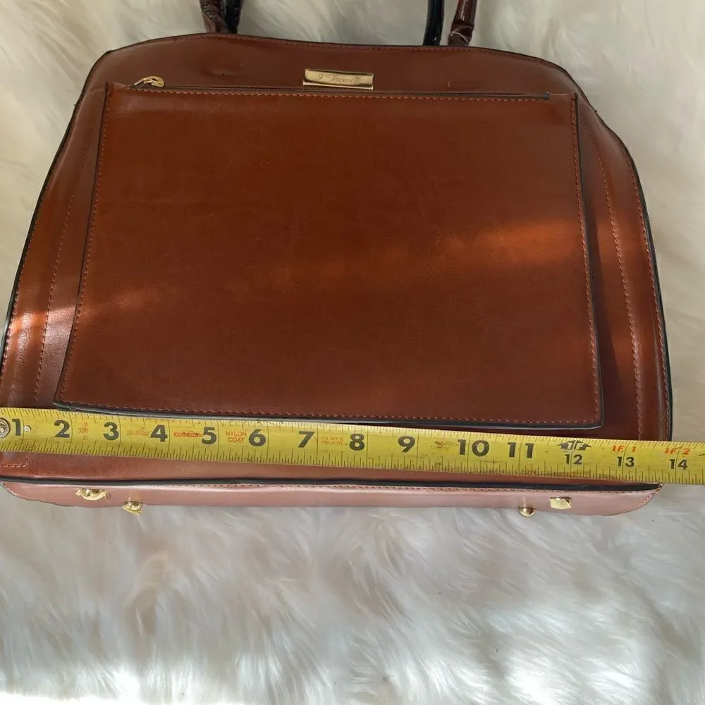 NWOT J Francis Brown satchel bag with crocs embossed print on sides & st…